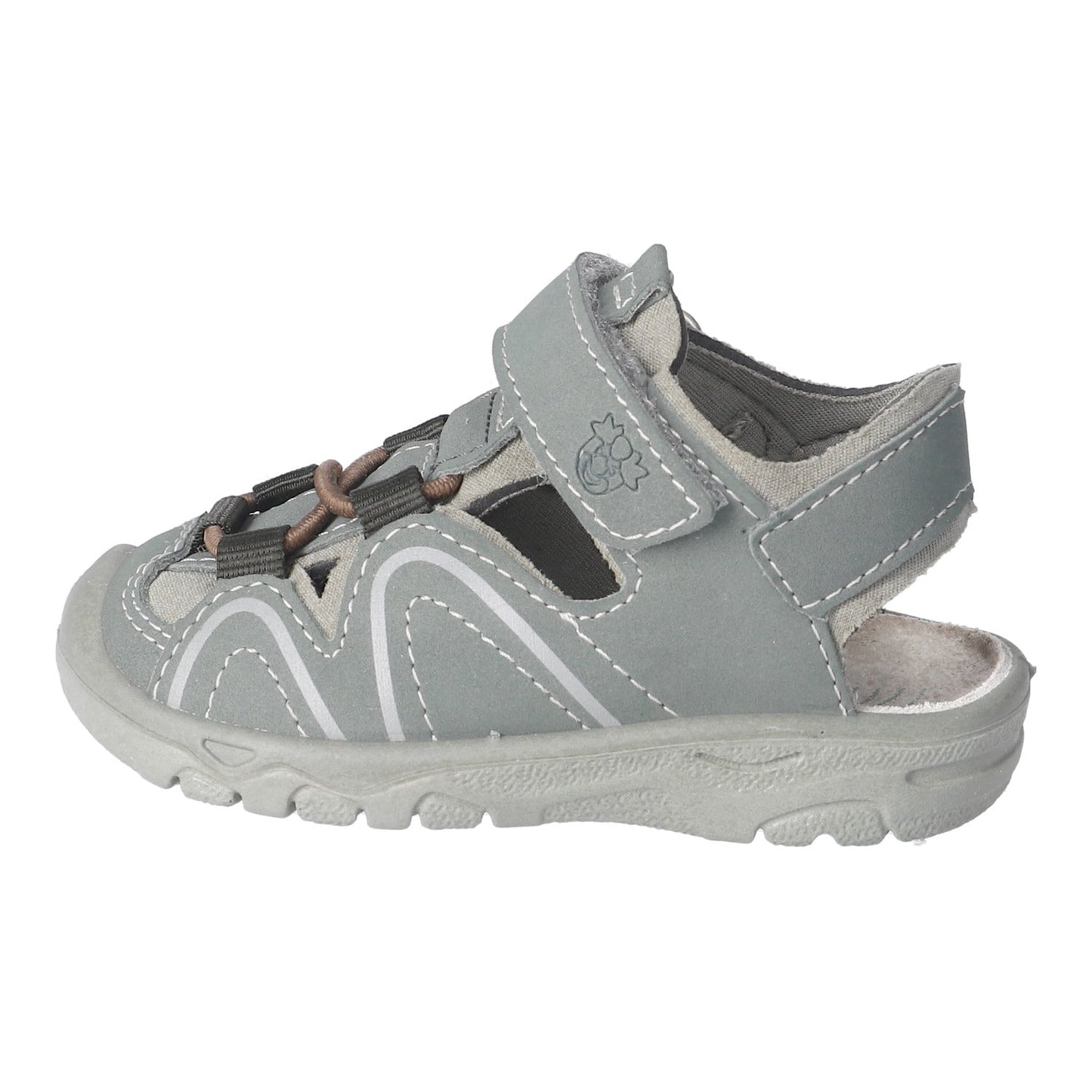 Ricosta Gary kids’ sandal in Sage/Eucalyptus with Velcro strap and PU sole, stocked at Little BigHeads