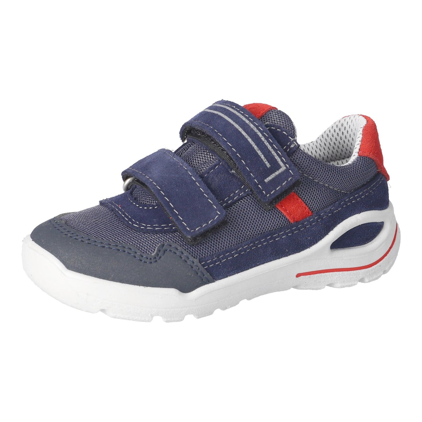 Ricosta Rider boys’ 2 strap Velcro shoe in Nautic/Red with grippy white pu sole from Ricosta stockist Little BigHeads

