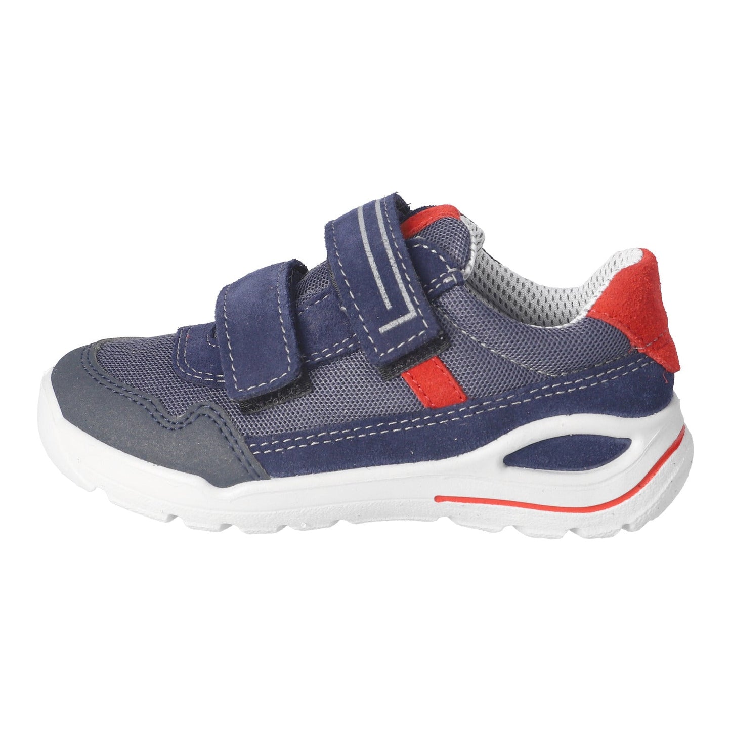 Ricosta Rider boys’ 2 strap Velcro shoe in Nautic/Red with grippy white pu sole from Ricosta stockist Little BigHeads
