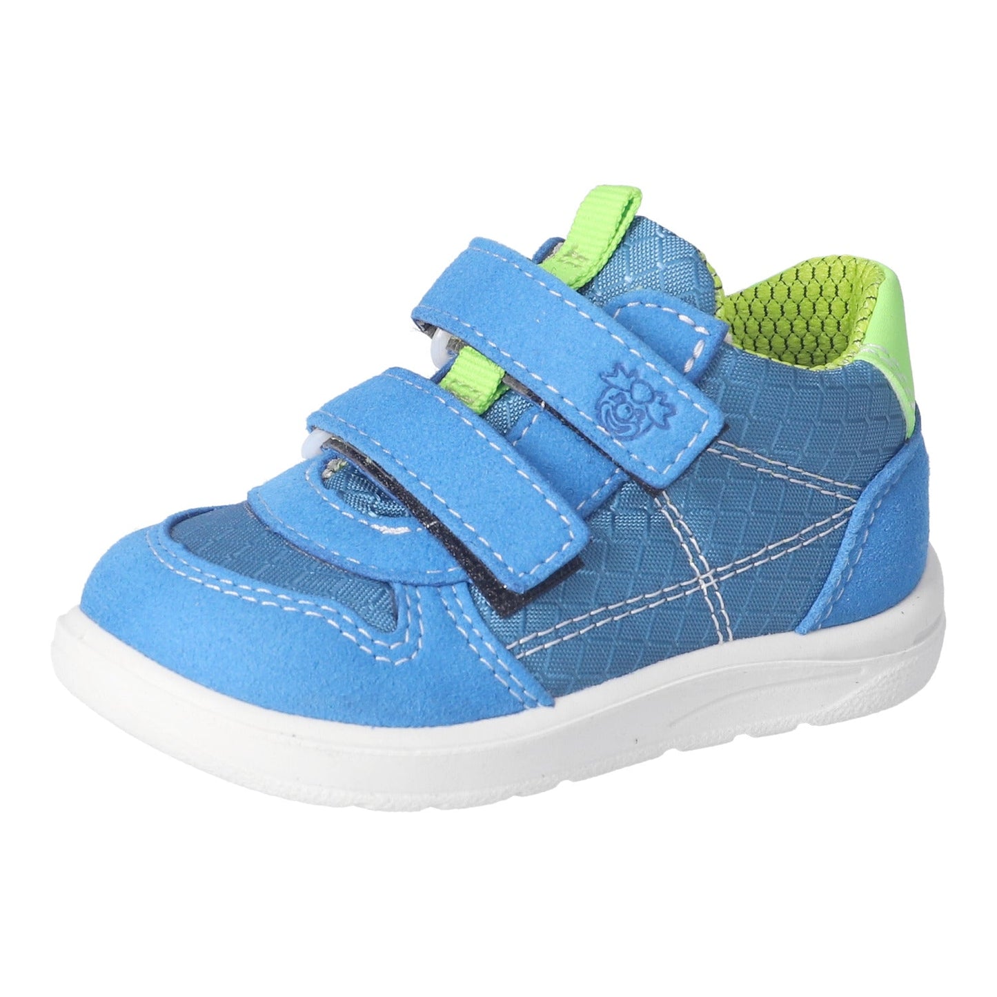 Ricosta Pepino Sam Adriatic washable sneaker in blue with lime accents and Velcro straps

