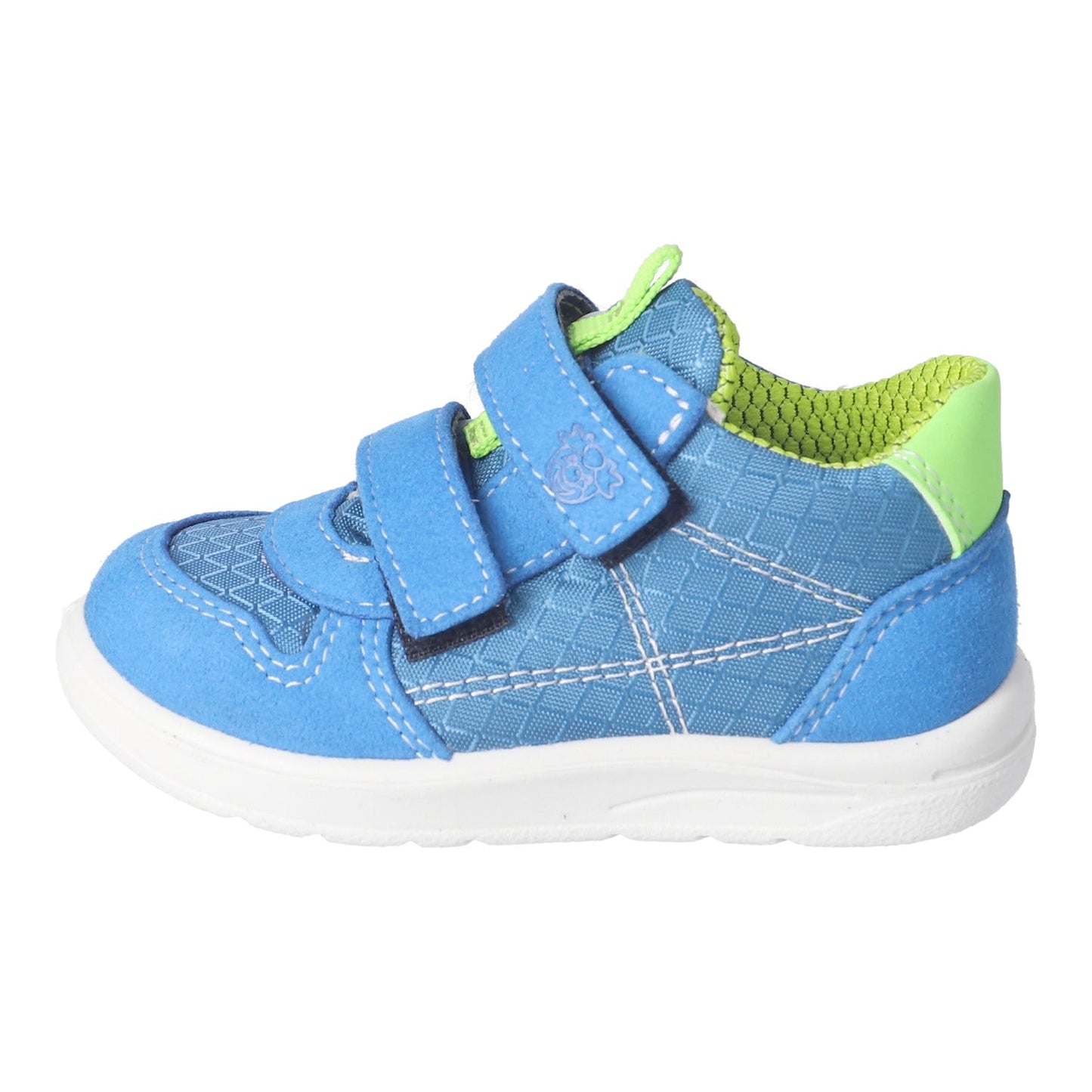 Ricosta Pepino Sam Adriatic washable sneaker in blue with lime accents and Velcro straps

