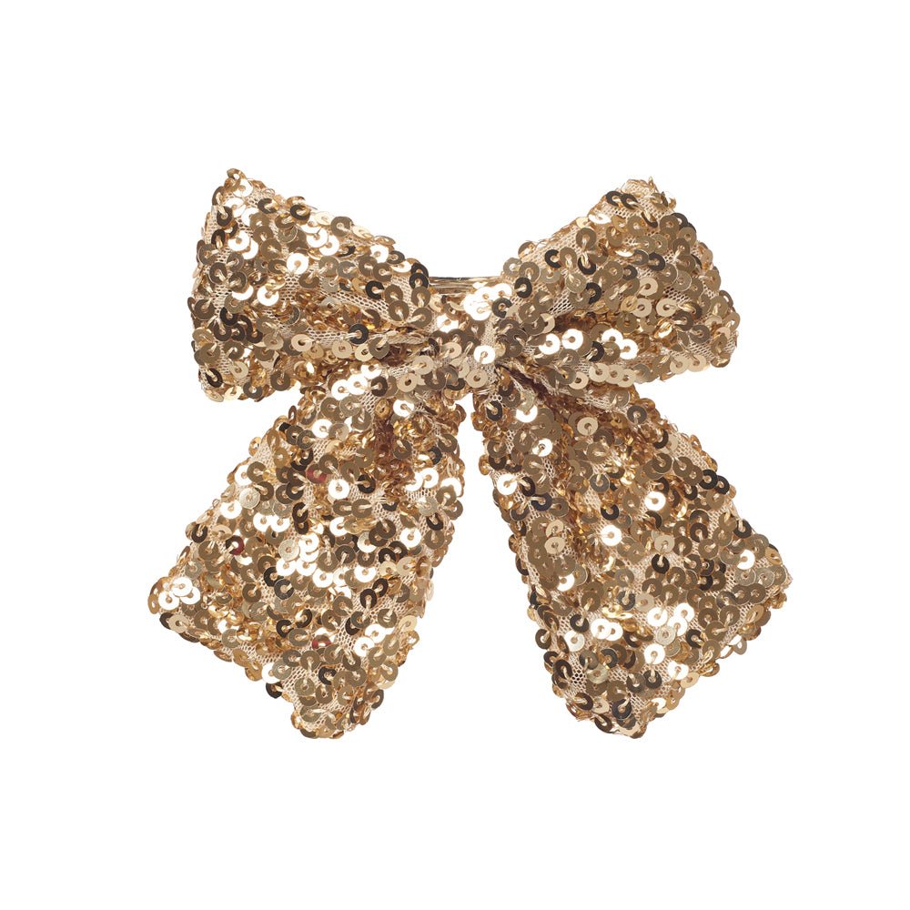 Sparkly gold bow barrette clip for children


