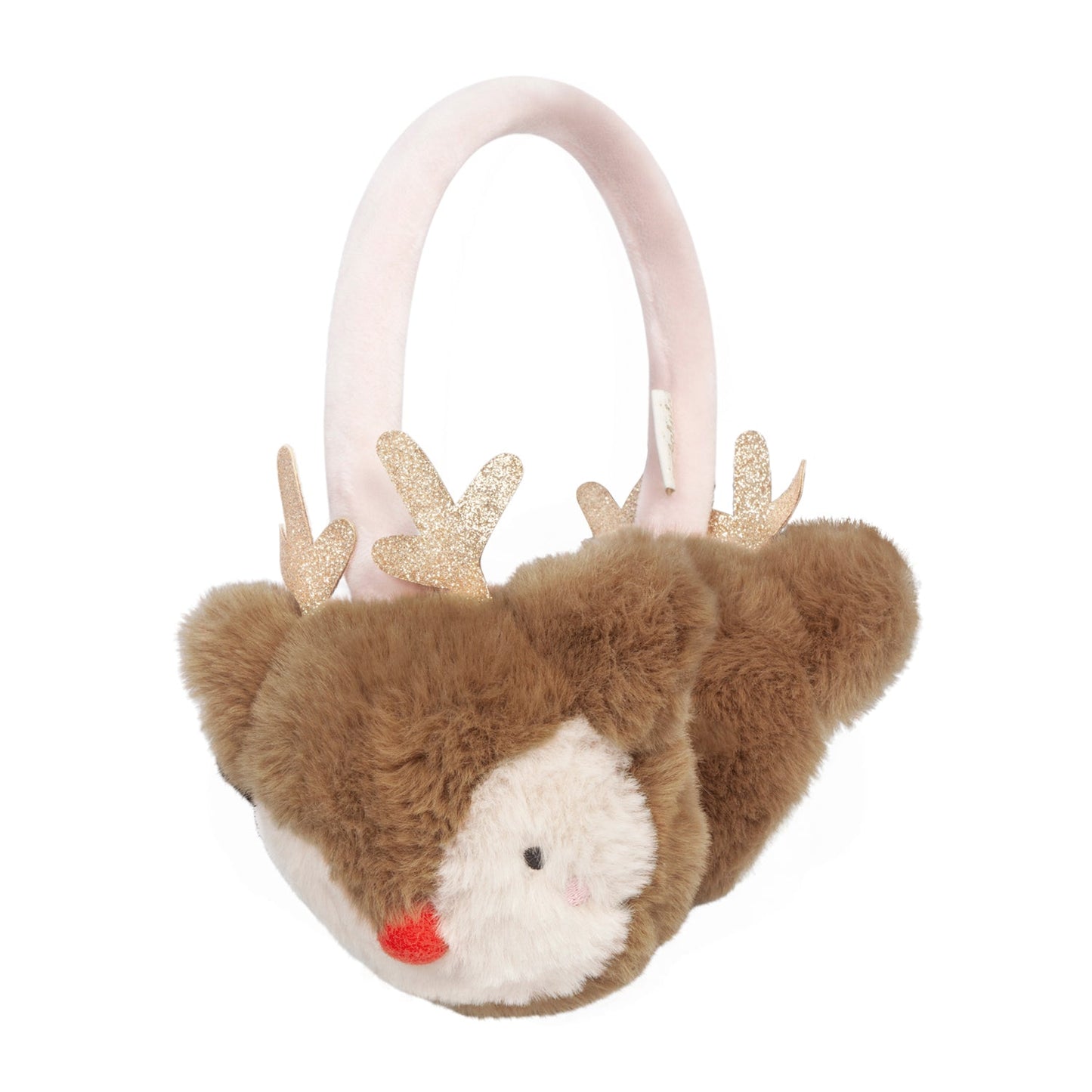 Rockahula Plush little reindeer headband with gold antlers on a white background