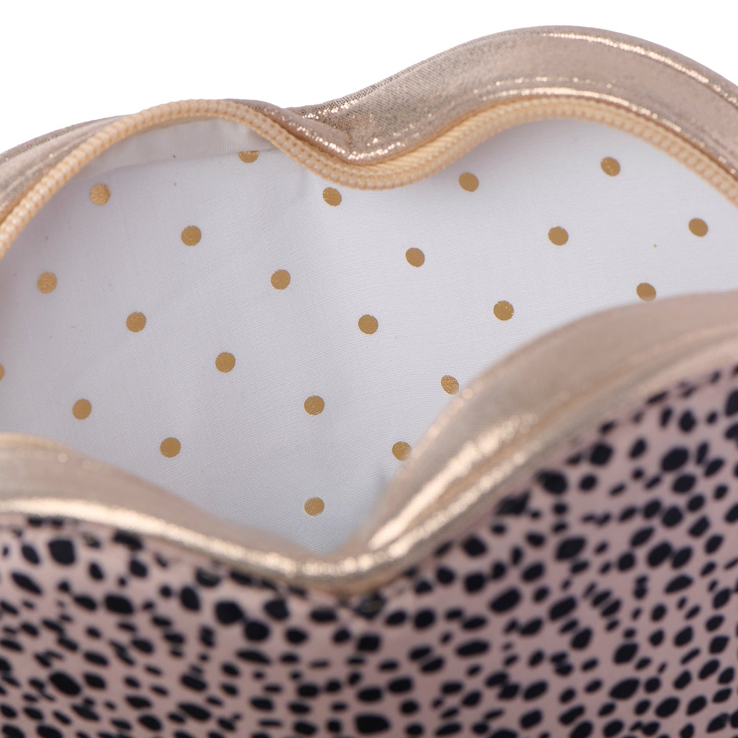 Rockahula heart shape leopard print bag. inner lining.