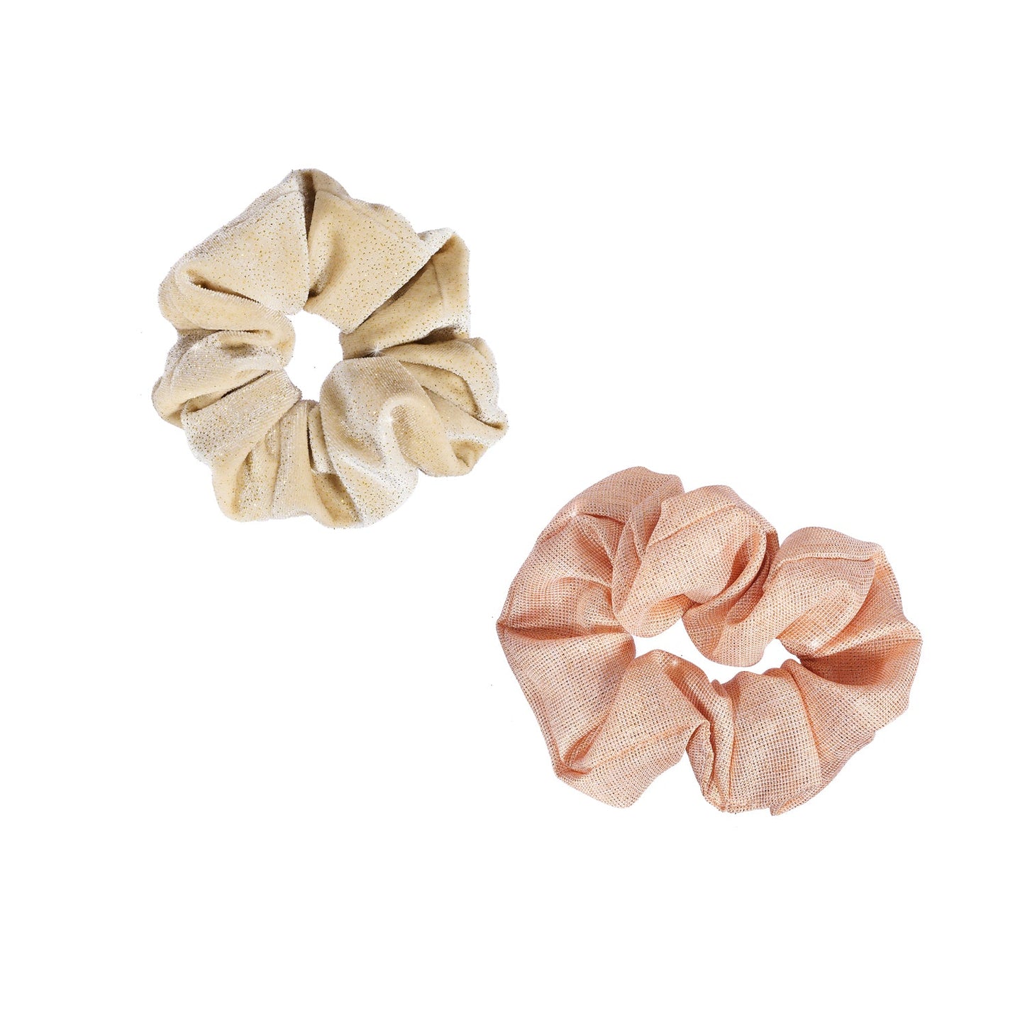 Rockahula oversized sparkly velvet and linen scrunchie set in pink and ivory.