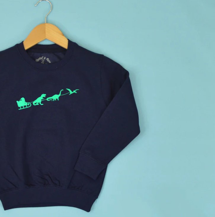 Rocket & Rose - Dinosaur Sleigh Christmas Jumper - Little Bigheads