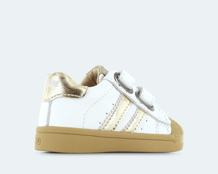 
                  
                    Shoesme | Baby bump nose sneaker | White & Gold - Little Bigheads
                  
                