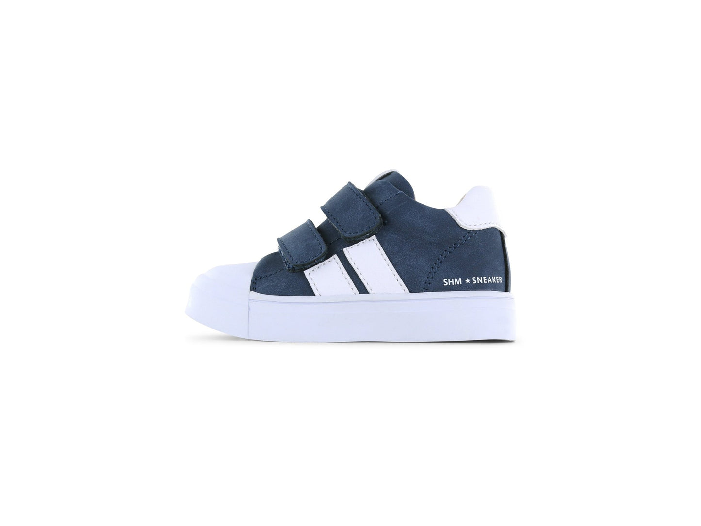 Dark blue Shoesme boy’s sneaker with white stripings and Velcro strap
