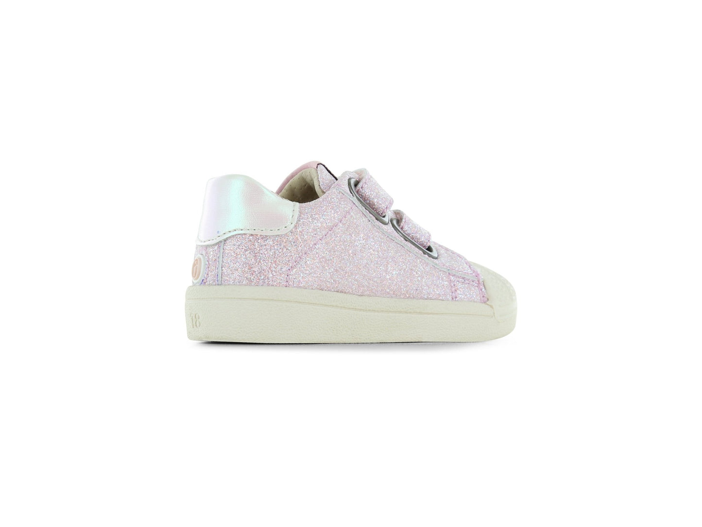 Pink glitter toddler sneaker with ExtremeFlex® sole and bump toe by Shoesme.
