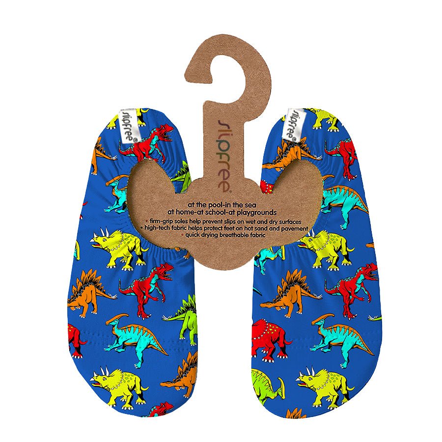 Slipfree Austin non‑slip swim shoes in colourful dinosaur design - Little Bigheads