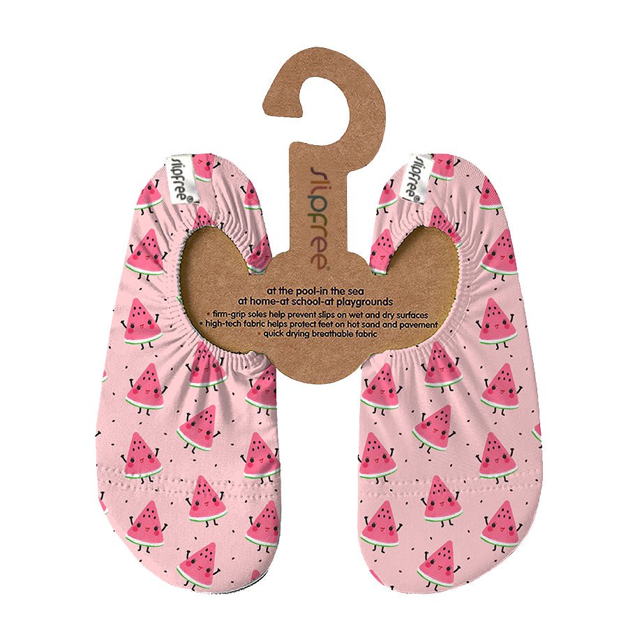 Kids’ Slipfree Emily quick‑dry water shoes with pink watermelon design - Little Bigheads