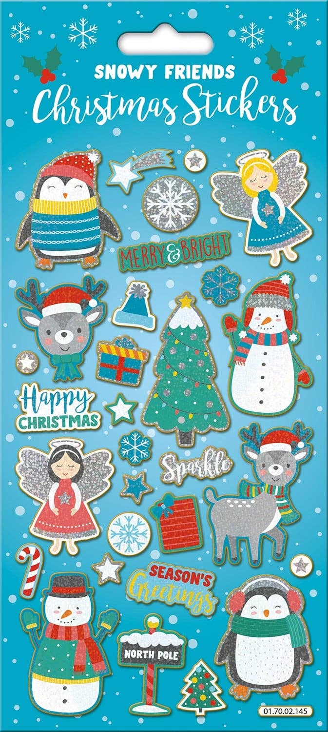 Snowy Friends Large Foiled Sticker Pack - Toys - Paper Projects Ltd - 01.70.02.145 - Little Bigheads