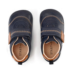 Start-rite stockist - Start-rite Footprint navy leather with tan detail and stitching first shoes - Little Bigheads