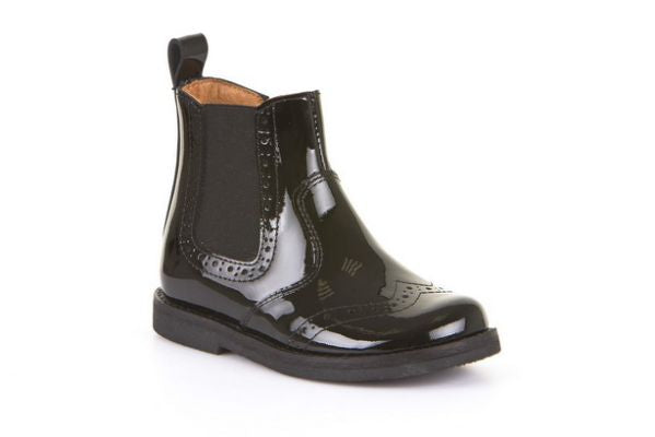
            
                Load image into Gallery viewer, Froddo stockist - Froddo chelsea boot in black patent leather with inside leg zip fastening
            
        