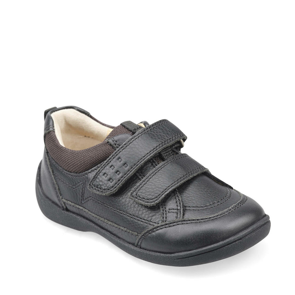 Start-rite stockist - Start-rite Zig Zag black leather two strap boys school shoe - Little Bigheads