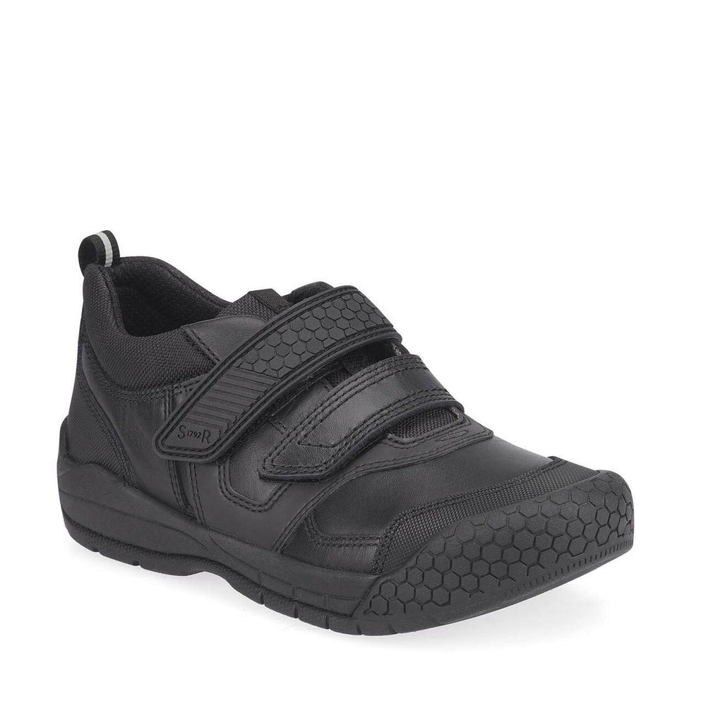 
            
                Load image into Gallery viewer, Start-rite stockist - Start-rite Strike black leather two strap boys school shoes - Little Bigheads
            
        
