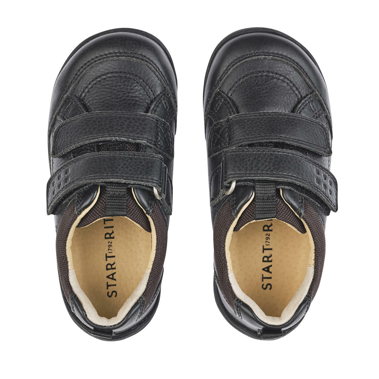 Start-rite stockist - Start-rite Zig Zag black leather two strap boys school shoe - Little Bigheads